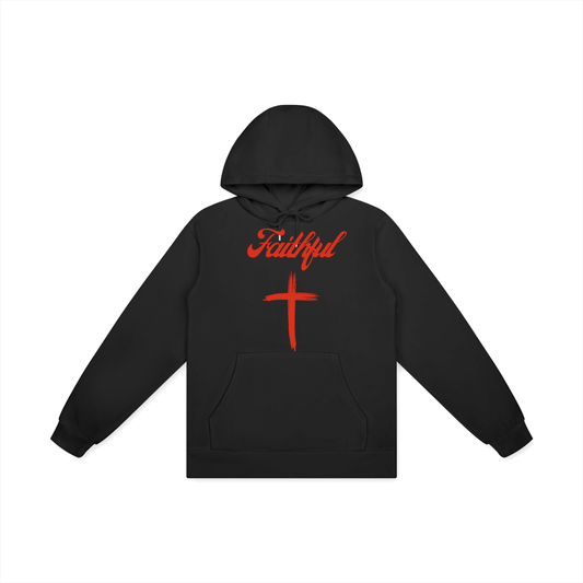 Faithful Red - Unisex Basic 100% Cotton Hoodie - Black
