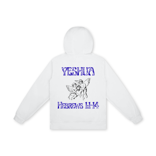 Faithful blue - Basic 100% Cotton Hoodie - white