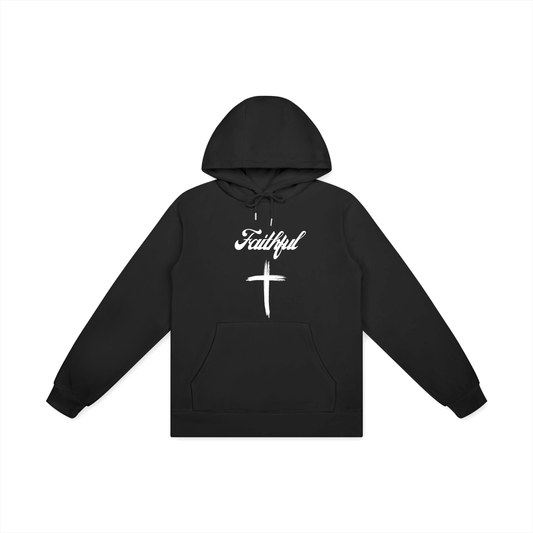 Faithful white - Unisex Basic 100% Cotton Hoodie - Black