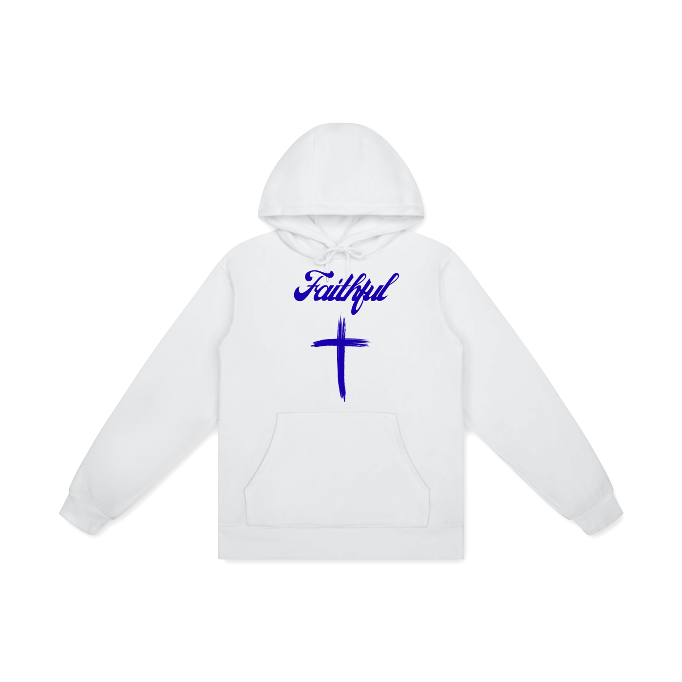 Faithful blue - Basic 100% Cotton Hoodie - white